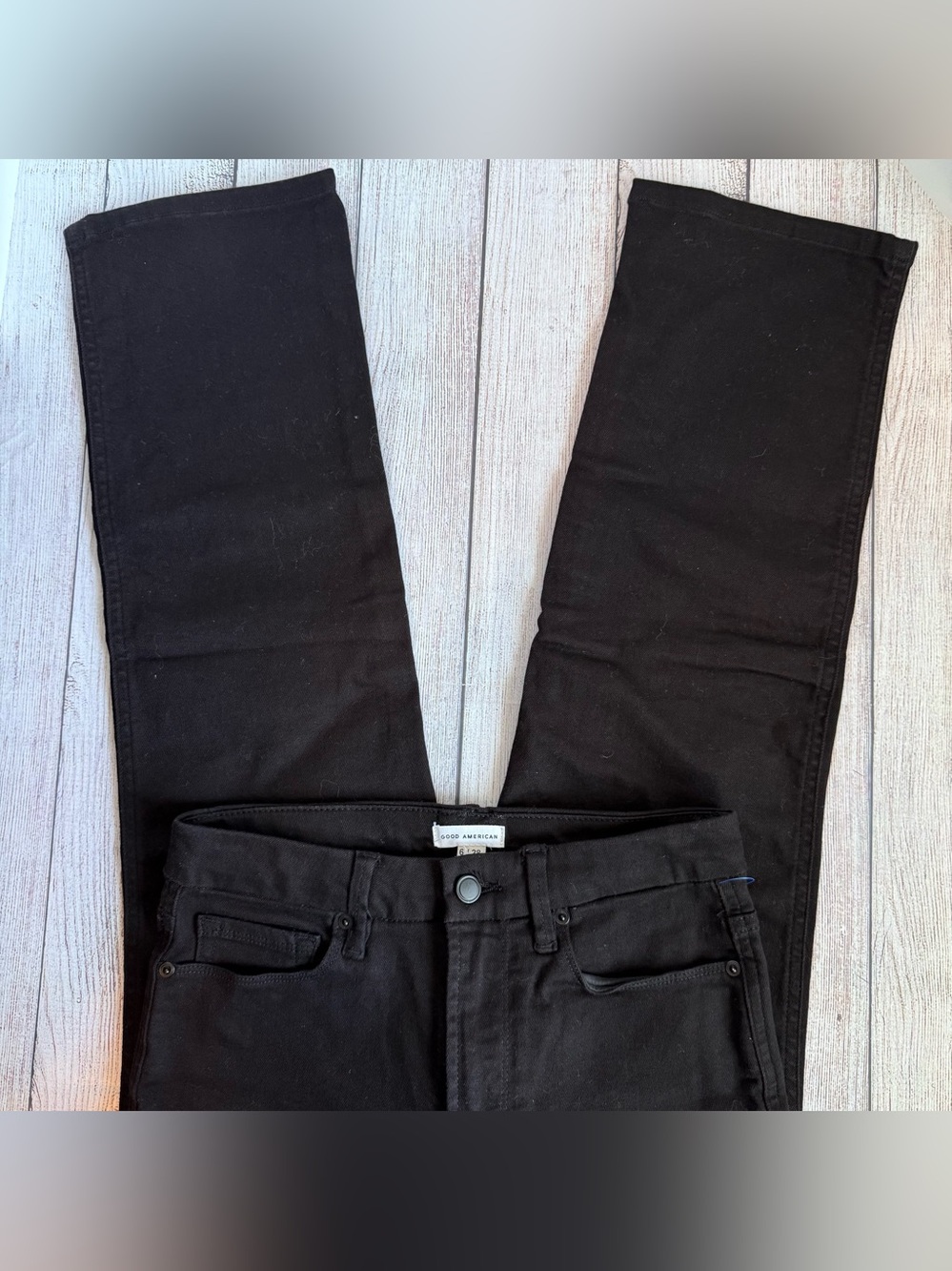Good American Good Curve Straight Black Cropped Jeans 6